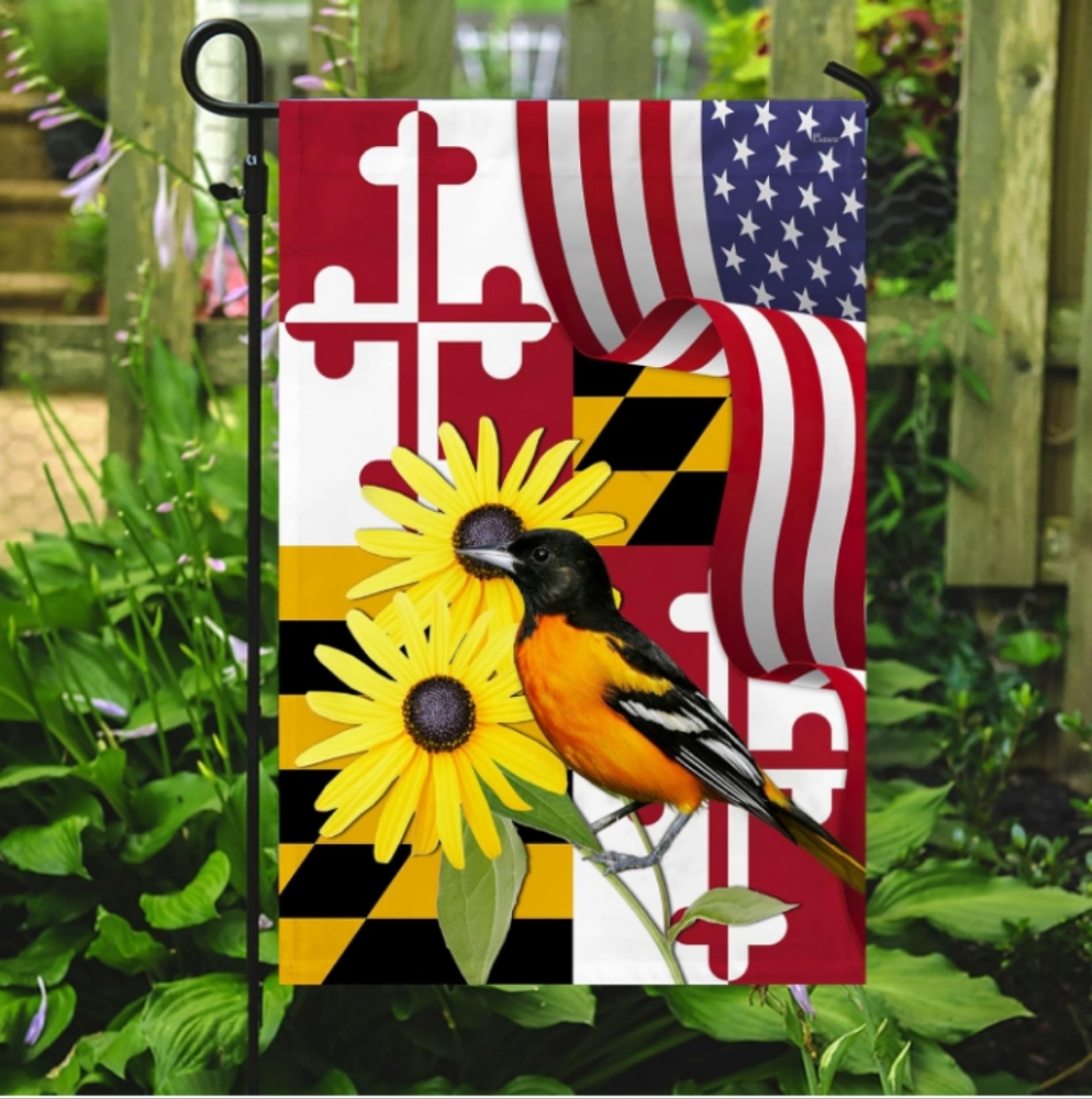 FLAGWIX Maryland Black-eyed Susan Flower & Oriole Garden Flag 17.5X11.5 In NWT
